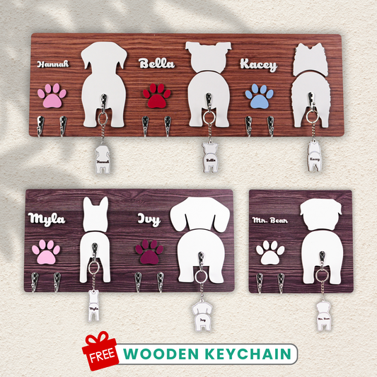 Personalized Dog Key Hanger, Custom Dog Leash Holder, Unique Gift For Dog Owners, Dog Lovers