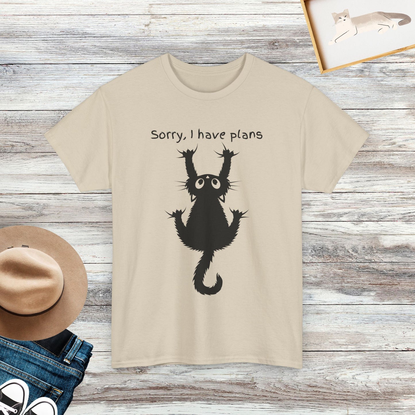 Sorry, I Have Plans Funny Cat Shirt, Black Cat Gifts, Cute Kitty Shirt