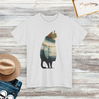 Fat Gray Cat Shirt, Winter Cat Shirt, Cat Lover Gift