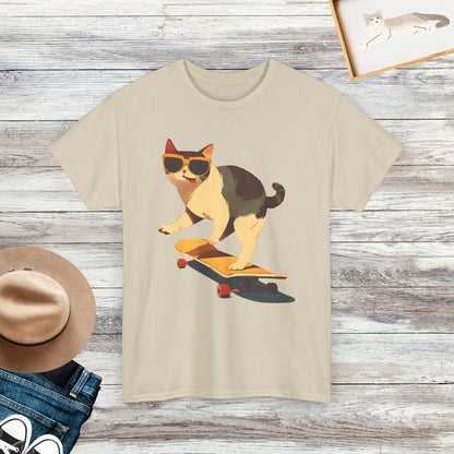 Cool Cat Skating T-Shirt, Funny Cat Shirt, Cat Lovers Gift