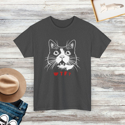 WTF Funny Cat T-Shirt, Cat Meme Tee, Cat Lovers Gift