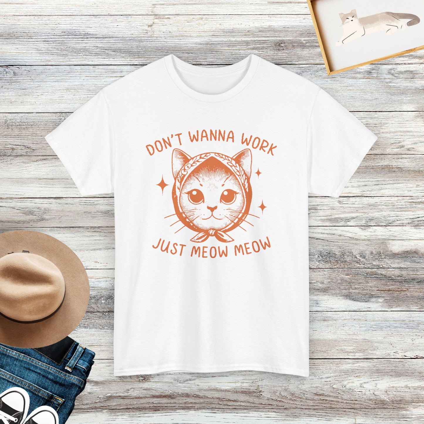 Don't Want to Wok Just Meow Meow T-Shirt, Cute Cat Shirt, Cat Lover Gift