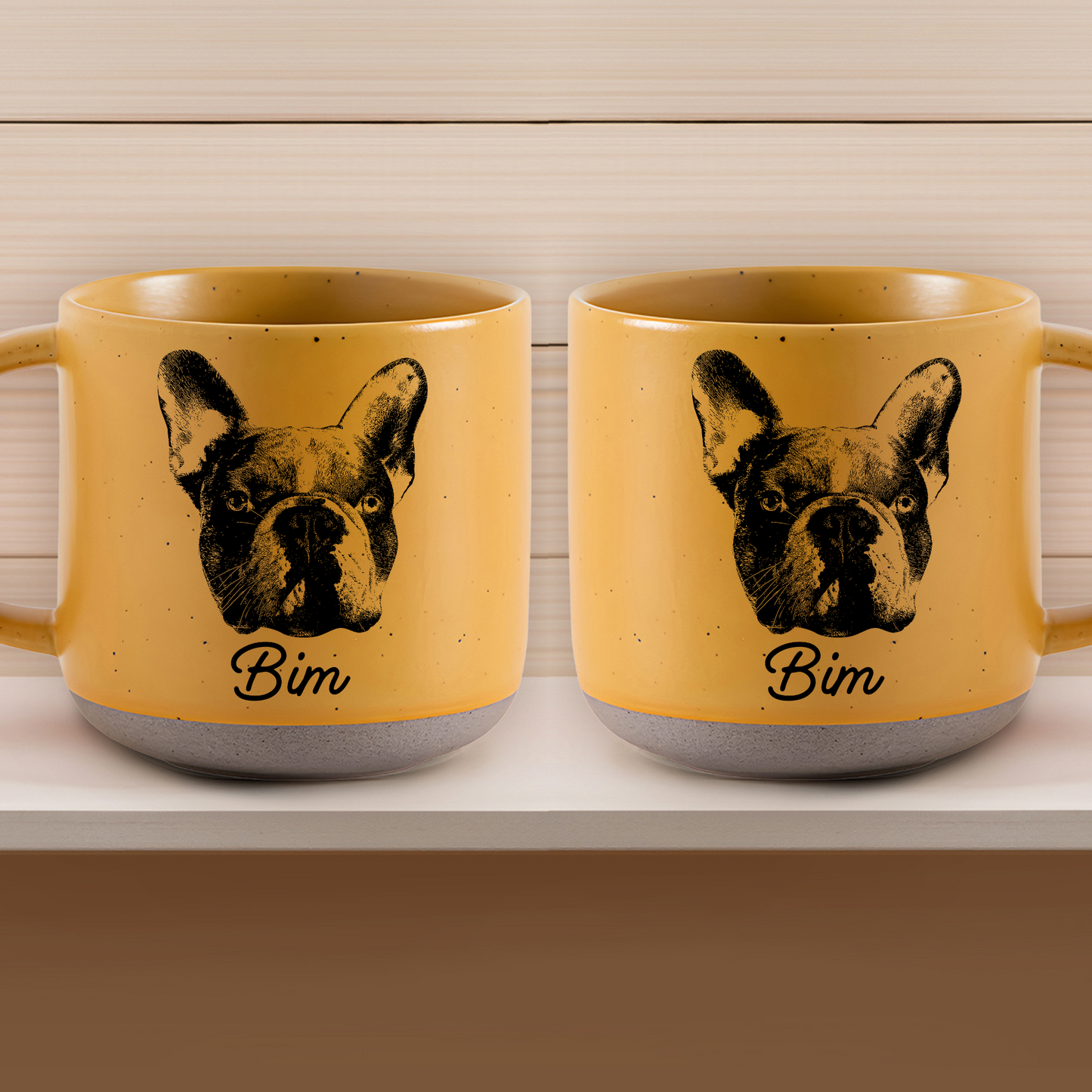 Personalized Pet Sketch Pottery Mug 12oz, Custom Pet Photo And Name, Gift For Pet Owners