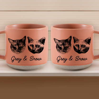 Personalized Pet Sketch Pottery Mug 12oz, Custom Pet Photo And Name, Gift For Pet Owners