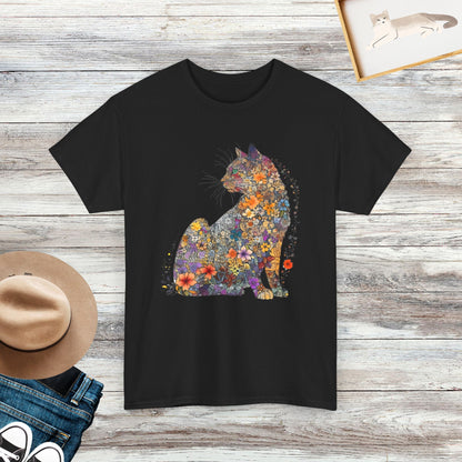 Floral Cat Shirt, Purr Shirt, Cat Mom Floral Cat Tee, Cat Lover Gift