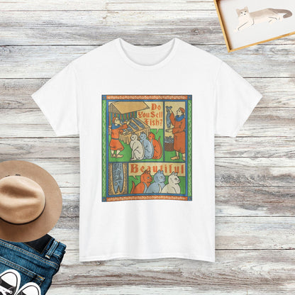 Medieval Cats T-Shirt, Fish Market Shirt, Funny Cat Tee, Gift For Cat Lovers