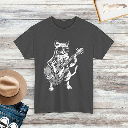 Cat Guitar Player Shirt, Cool Cat Tee, Gift for Guitar Lover, Cat Lover Shirt