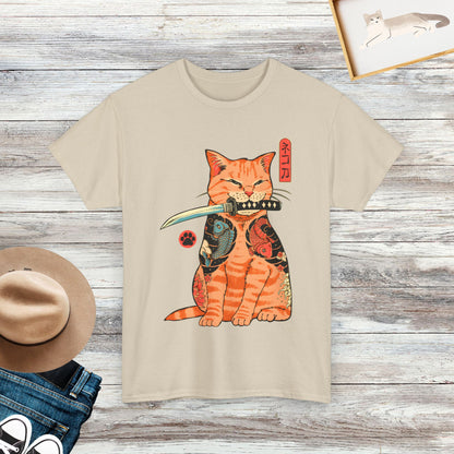 Japanese Cat T-Shirt, Samurai Cat Shirt, Cat Lover Gift