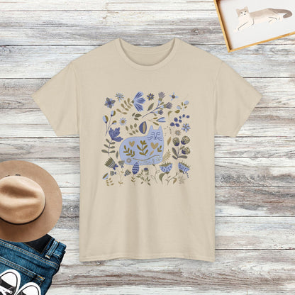 Scandi Cat T-Shirt, Floral Shirt, Cute Cat Shirt, Gift for Cat Lover