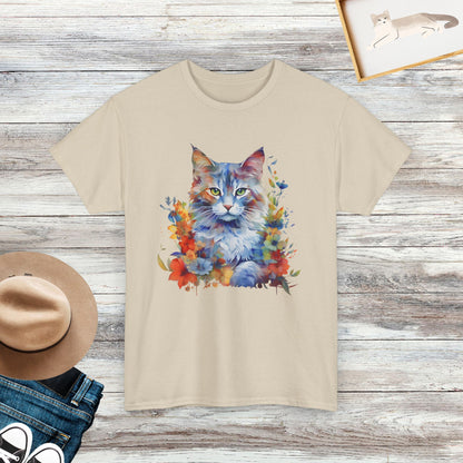 Floral Cat Shirt, Cat T-Shirt, Funny Cat Shirt, Cat Lover Gift