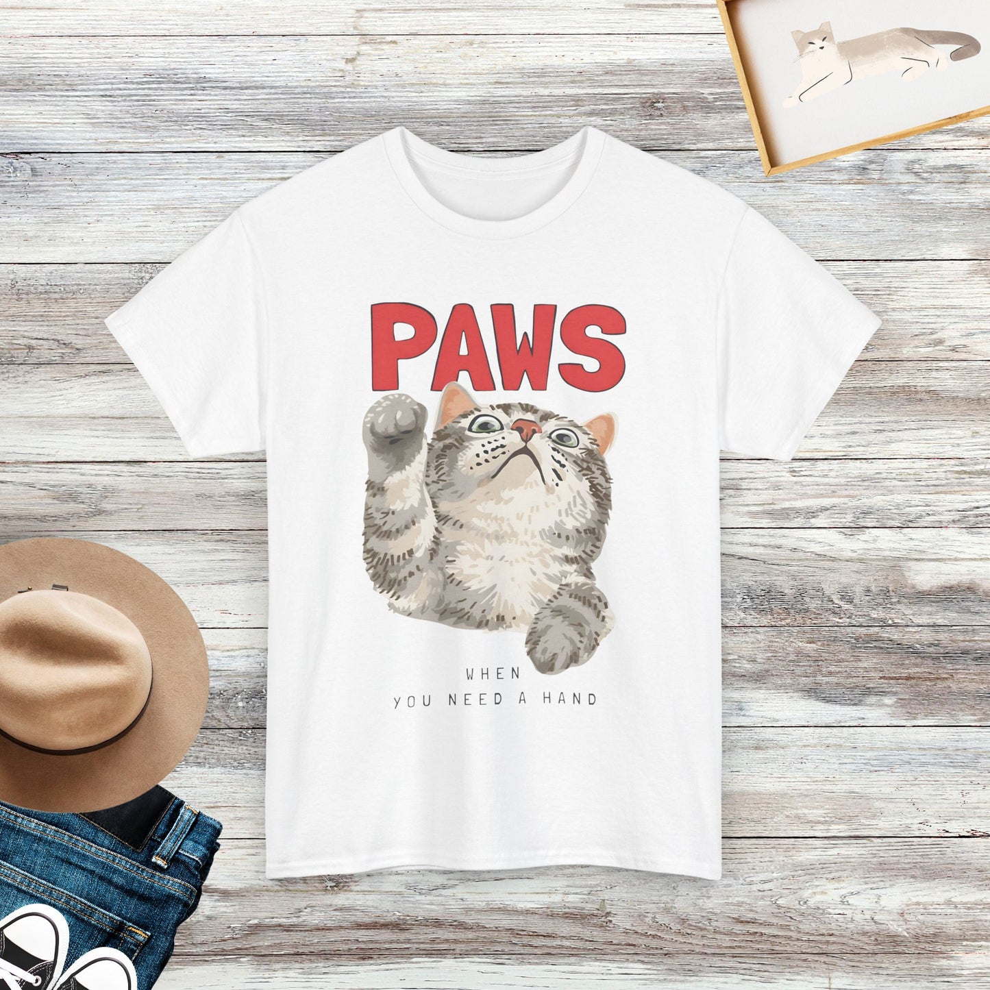 Paws When You Need A Hand Shirt, Funny Cat Shirt