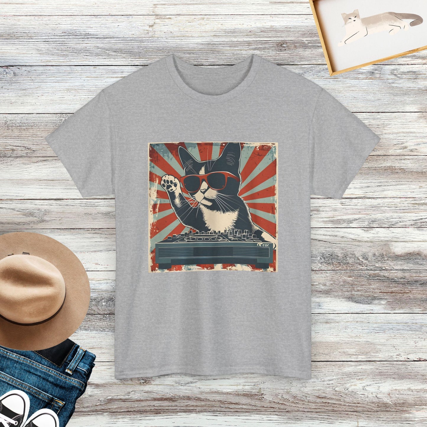 Cat DJ T-shirt, Cat Lover Gift, Funny Cat Tee