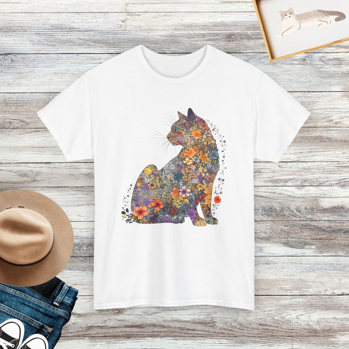 Floral Cat Shirt, Purr Shirt, Cat Mom Floral Cat Tee, Cat Lover Gift