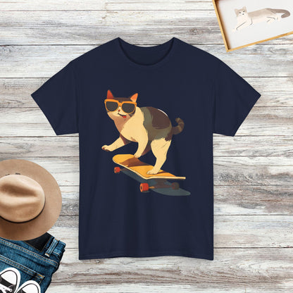 Cool Cat Skating T-Shirt, Funny Cat Shirt, Cat Lovers Gift