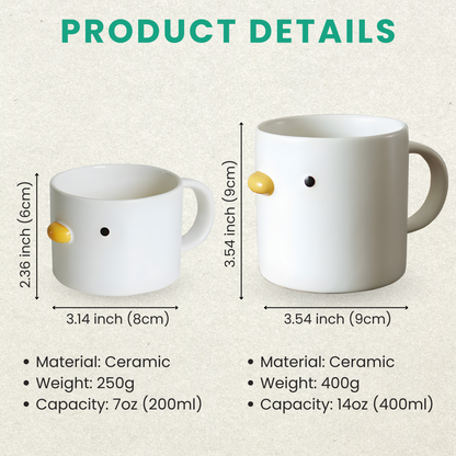 Cute Chicken Ceramic Mug, White Ceramic Mug, Gift For Animal Lover