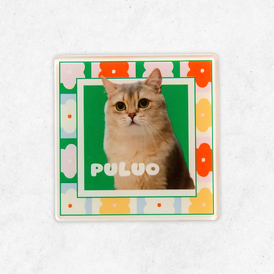 Custom Pet Square Acrylic Fridge Magnet, Personalized Pet Photo and Name Refrigerator Magnet, Gift For Pet Lovers