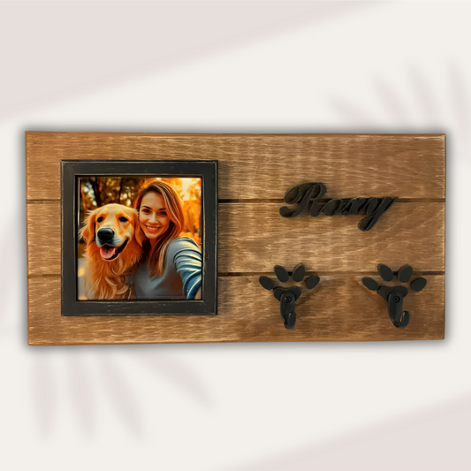 Leash Holder Pet Photo Frame Personalized, Custom Pet Key Hanger, Unique Gift For Pet Owners, Pet Lovers