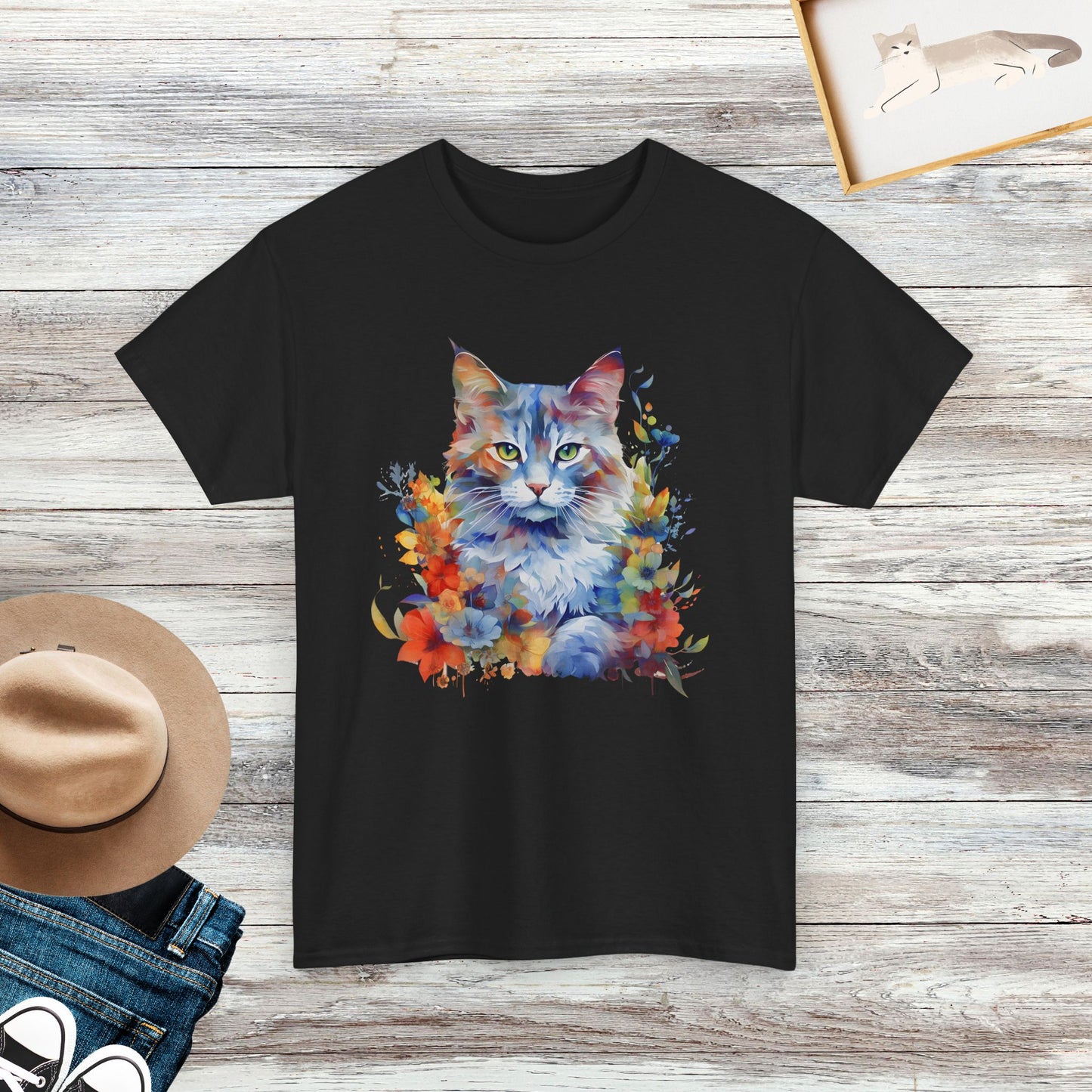 Floral Cat Shirt, Cat T-Shirt, Funny Cat Shirt, Cat Lover Gift