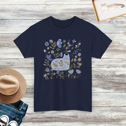 Scandi Cat T-Shirt, Floral Shirt, Cute Cat Shirt, Gift for Cat Lover