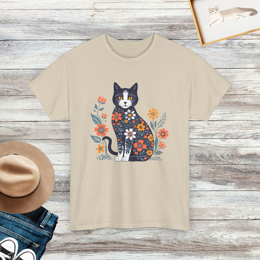 Floral Cat T-shirt, Cat Mom Shirt, Purr Shirt, Cat Lover Gifts