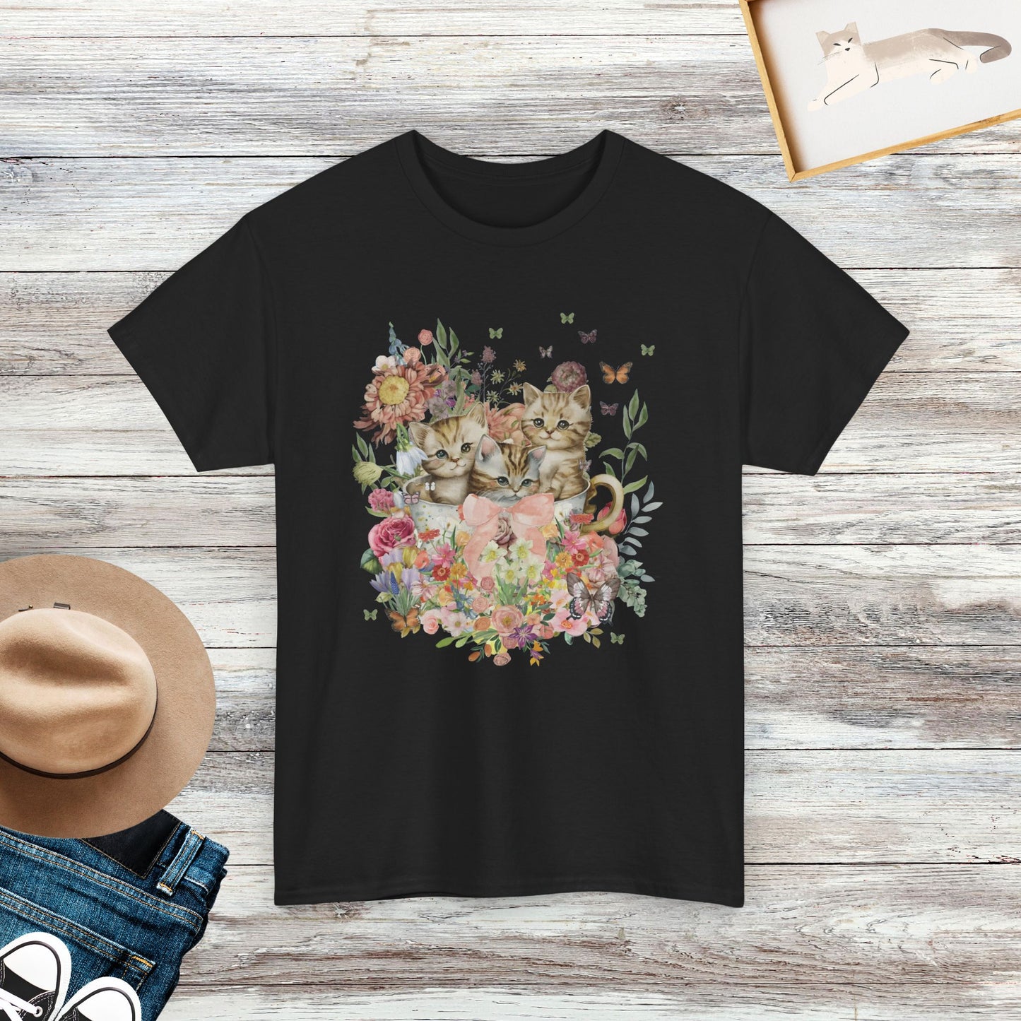 Three Cat Shirt, Floral And Cat Shirt, Funny Cat Shirt, Cat Lover Gift