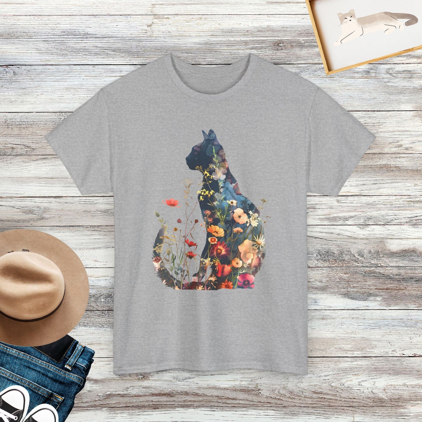 Floral Cat Shirt, Cat Lover Shirt, Gift For Cat Lover