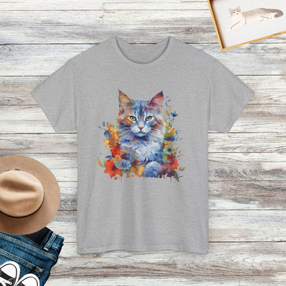 Floral Cat Shirt, Cat T-Shirt, Funny Cat Shirt, Cat Lover Gift