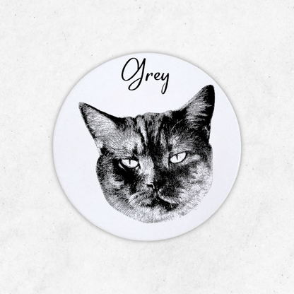 Ceramic Coaster Personalized Pet Sketch, Custom Name, Gift For Pet Owners