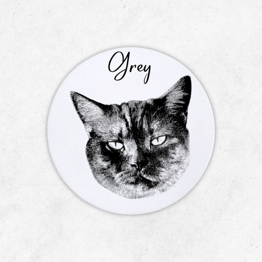 Ceramic Coaster Personalized Pet Sketch, Custom Name, Gift For Pet Owners