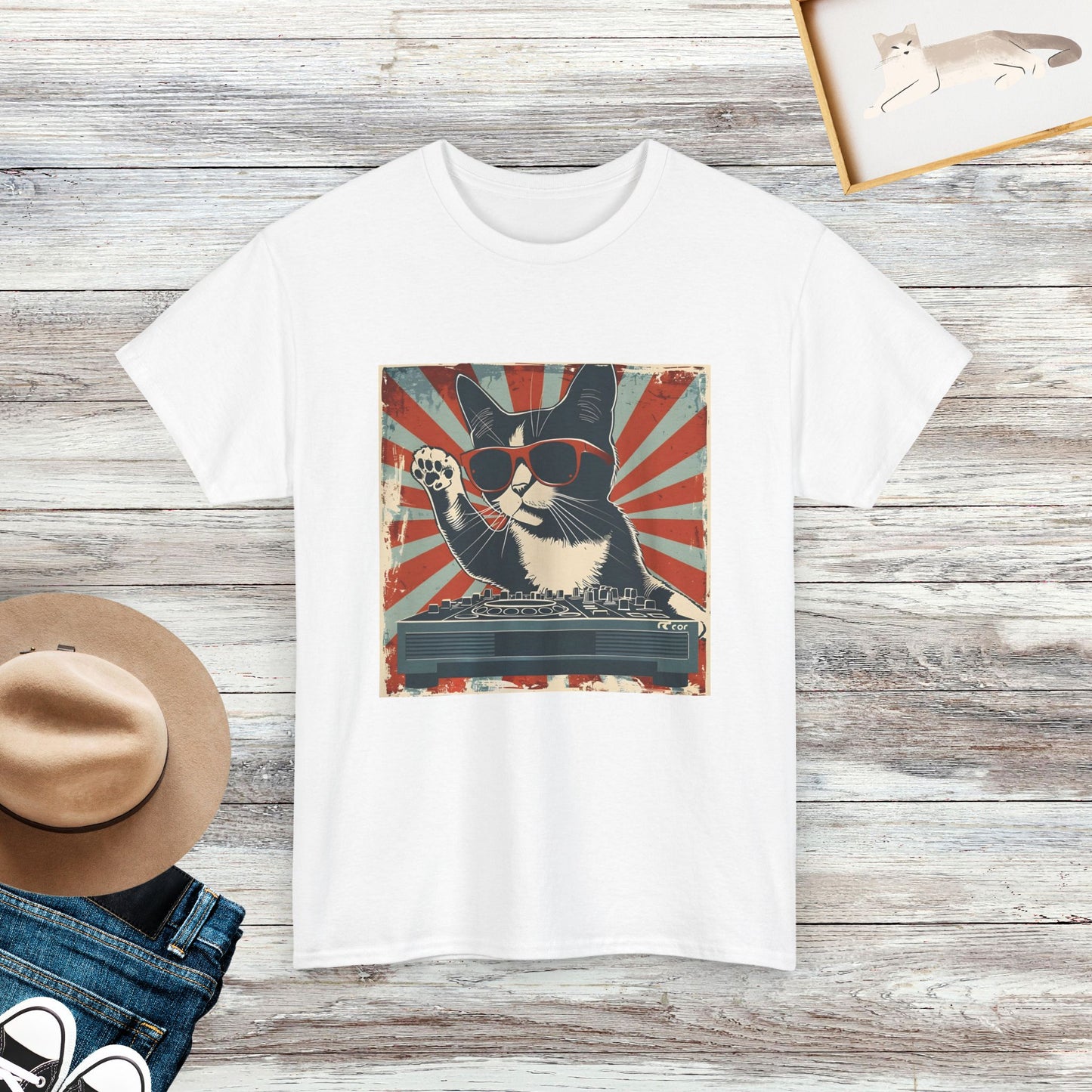 Cat DJ T-shirt, Cat Lover Gift, Funny Cat Tee