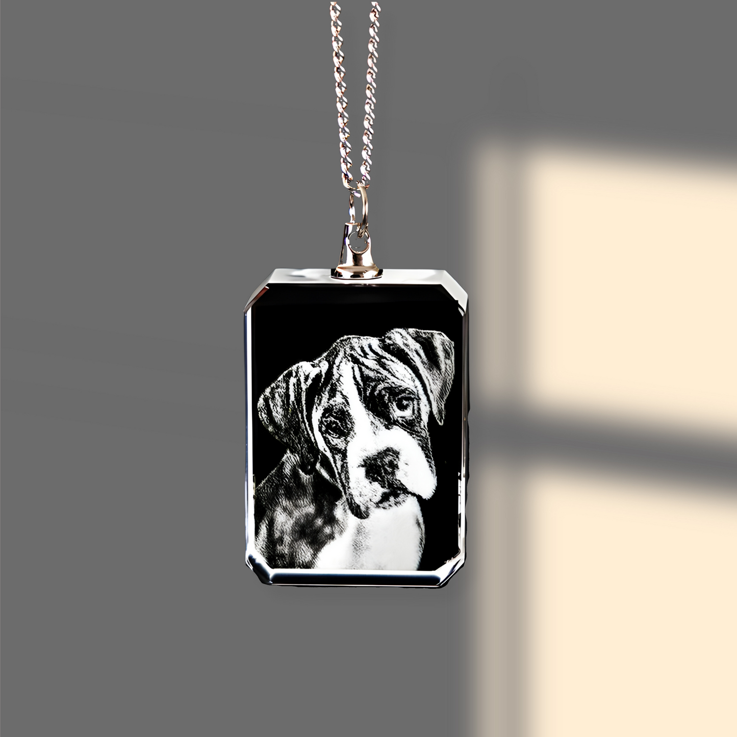 Engraved Necklace, Personalized Pet Photo Crystal Necklace, Custom Laser Engraved Necklace, Gift For Pet Lover