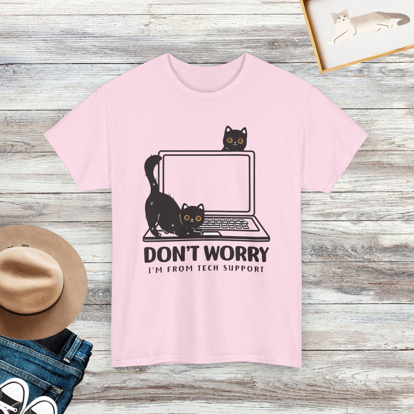 Don't Worry I'm From Tech Support Cat Shirt, Funny Cat Shirt, Cat Lover Tee