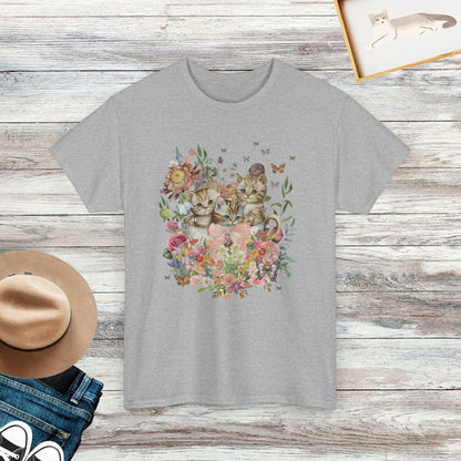 Three Cat Shirt, Floral And Cat Shirt, Funny Cat Shirt, Cat Lover Gift