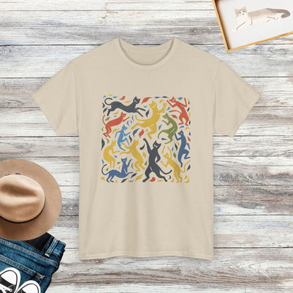 Dancing Cat Shirt, Colorful Art Cat Tee, Gift For Cat Lovers