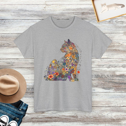 Floral Cat Shirt, Purr Shirt, Cat Mom Floral Cat Tee, Cat Lover Gift