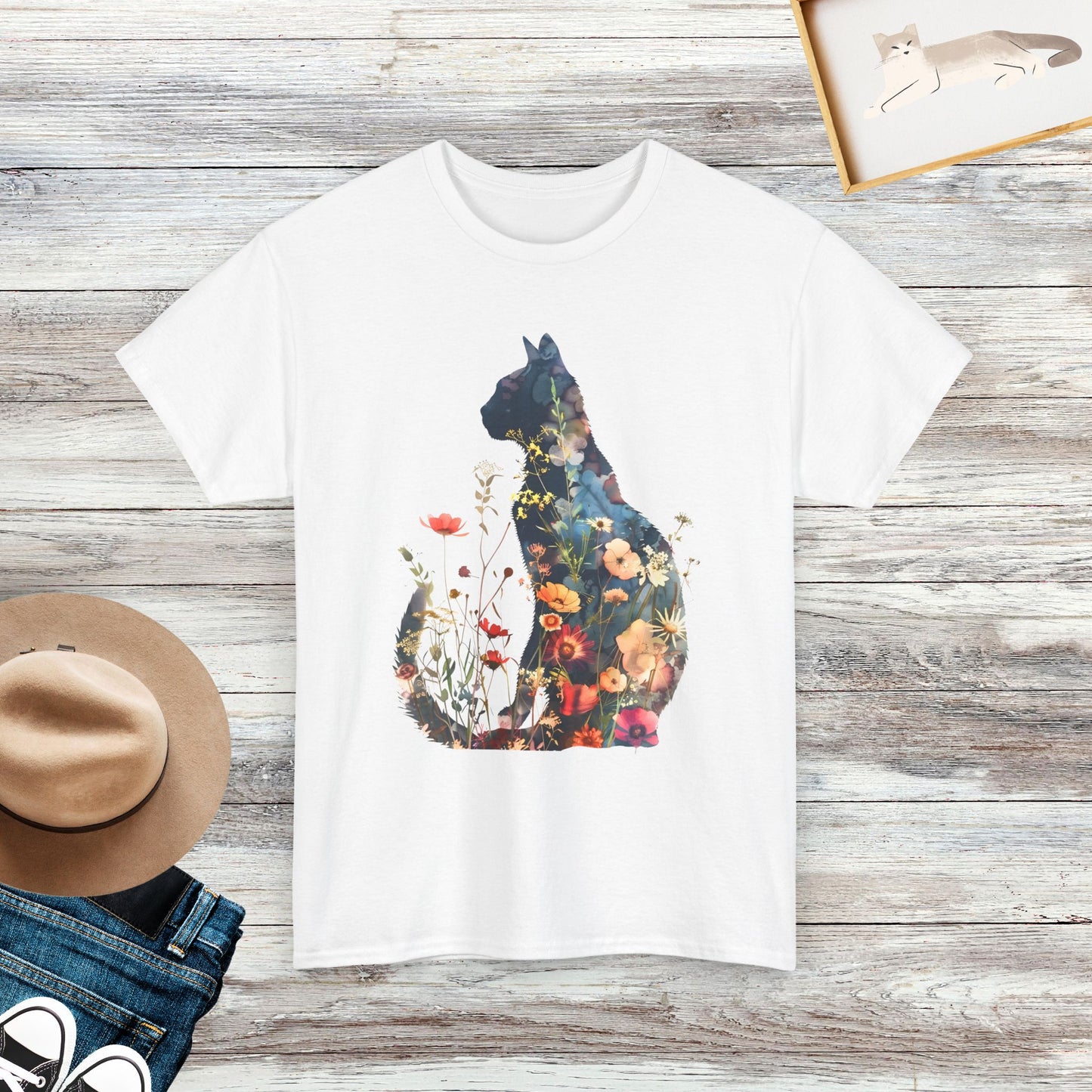 Floral Cat Shirt, Cat Lover Shirt, Gift For Cat Lover