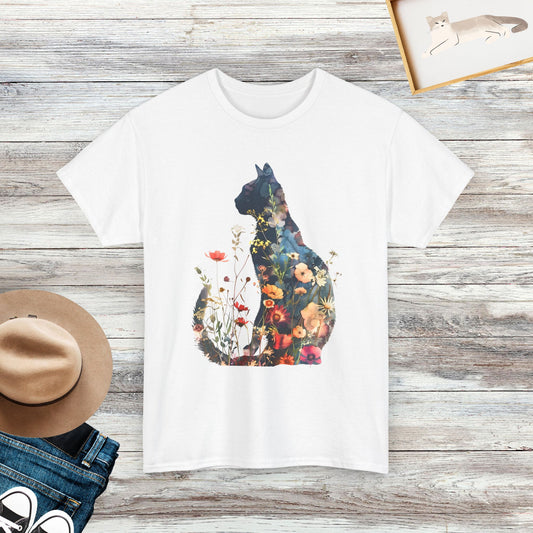 Floral Cat Shirt, Cat Lover Shirt, Gift For Cat Lover