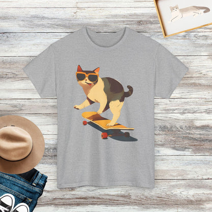 Cool Cat Skating T-Shirt, Funny Cat Shirt, Cat Lovers Gift