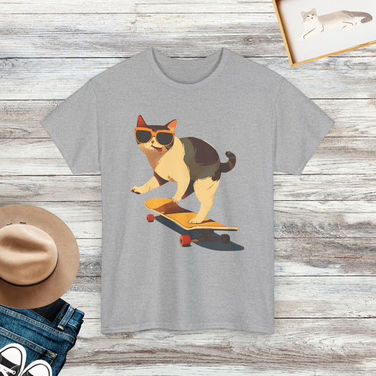 Cool Cat Skating T-Shirt, Funny Cat Shirt, Cat Lovers Gift