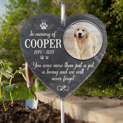 Personalized Heart Shaped Pet Memorial Stone, Custom Pet Memorial Garden Slate, Sympathy Gift for Loss of Dog