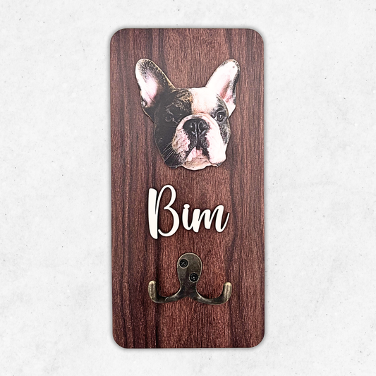 Handcraft 2 Layers Wooden Leash Holder Key Hanger Personalized, Custom Pet Face, Unique Gift For Pet Parents