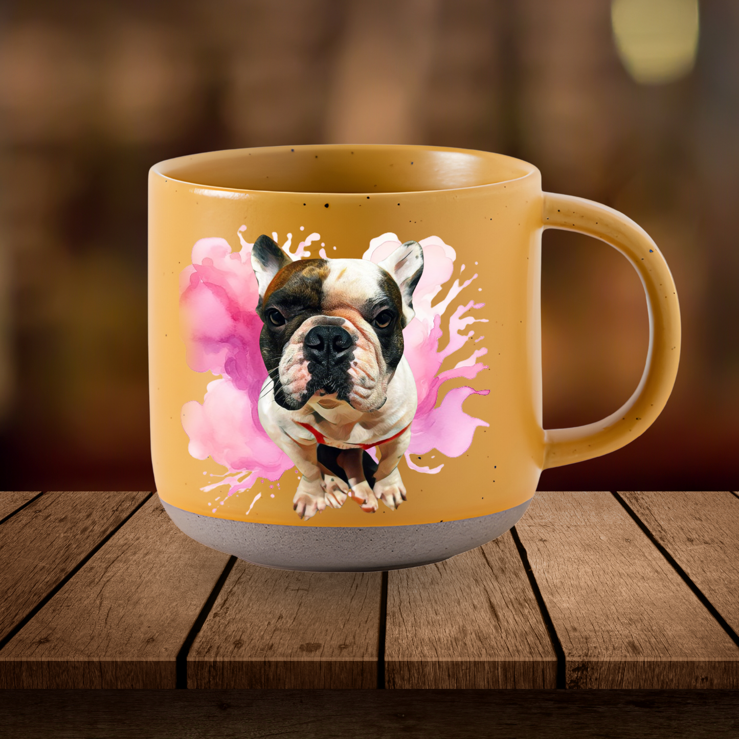 Personalized Pet Watercolor Art Pottery Mug 12oz, Custom 2 Sides Pet Photo And Name, Gift For Pet Owners