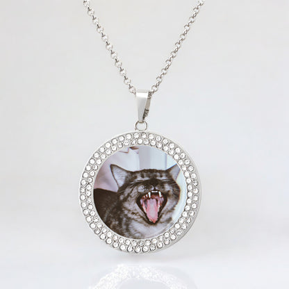 Personalized Pet Photo Diamond Necklace, Custom Pet Photo Necklace, Gift For Pet Owners