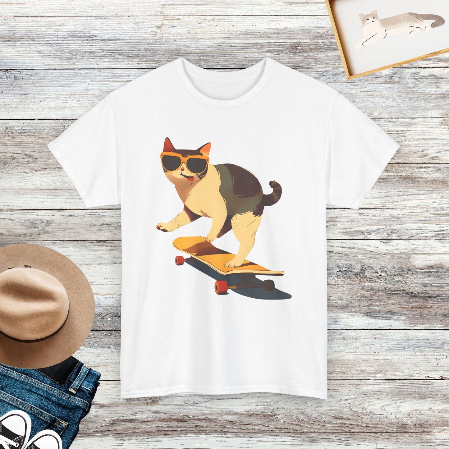 Cool Cat Skating T-Shirt, Funny Cat Shirt, Cat Lovers Gift