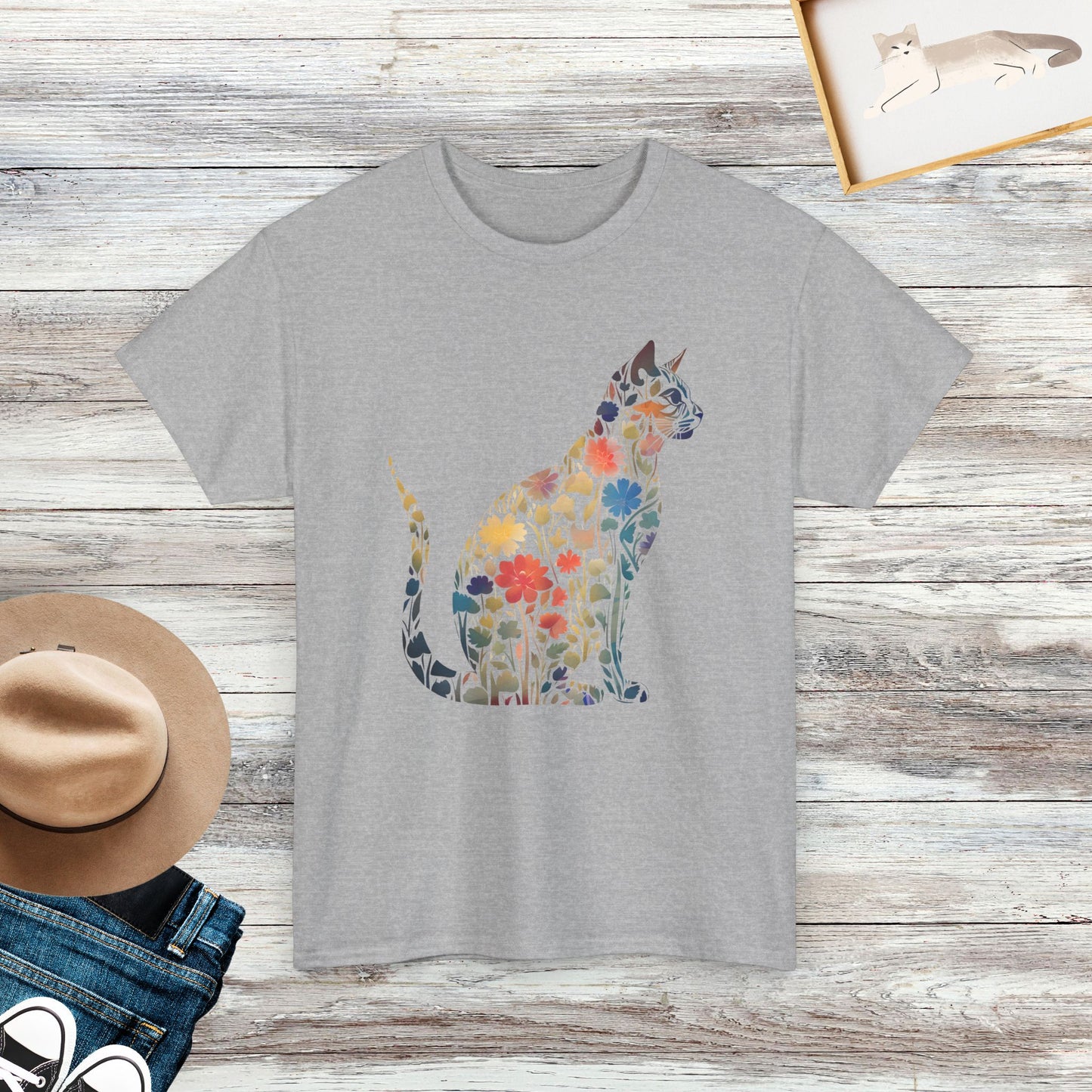 Floral Cat Shirt, Purr Shirt, Cat Mom Floral, Gift for Cat Lovers