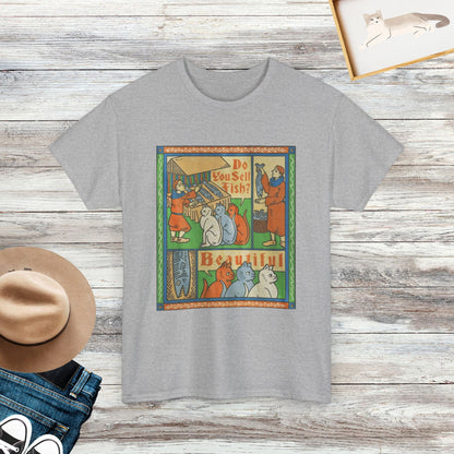 Medieval Cats T-Shirt, Fish Market Shirt, Funny Cat Tee, Gift For Cat Lovers