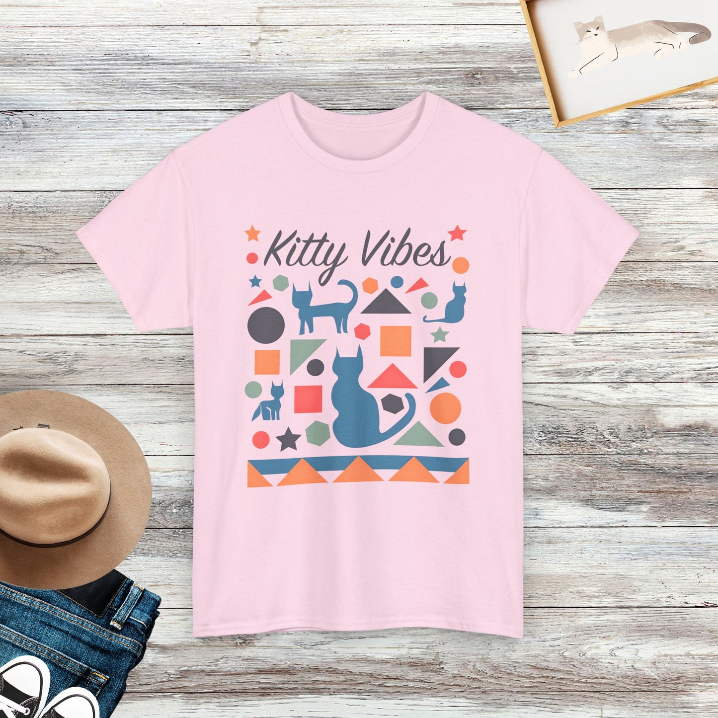 Kitty Vibes T-Shirt, Minimalist Cat Tee, Gift For Cat Lover