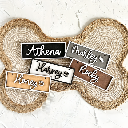 Handcraft 2 Layers Wooden Dog Name Rectangle Plaque Personalized, Custom Kennel Name Sign, Gift For Dog Owners