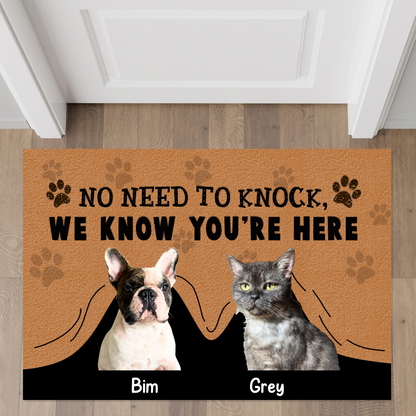 Personalized Pet Doormat, No Need To Knock Doormat, Custom Pet Photo and Name, Gift for Pet Owners