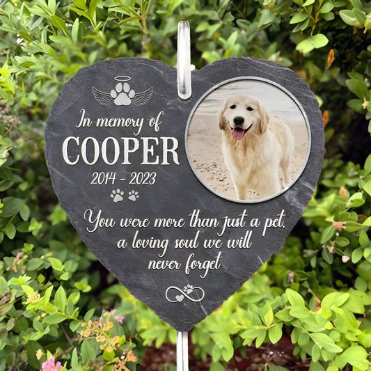 Personalized Heart Shaped Pet Memorial Stone, Custom Pet Memorial Garden Slate, Sympathy Gift for Loss of Dog